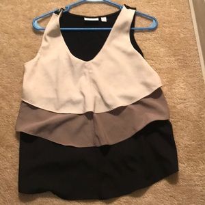 Multi-color ruffle with t-shirt backing top